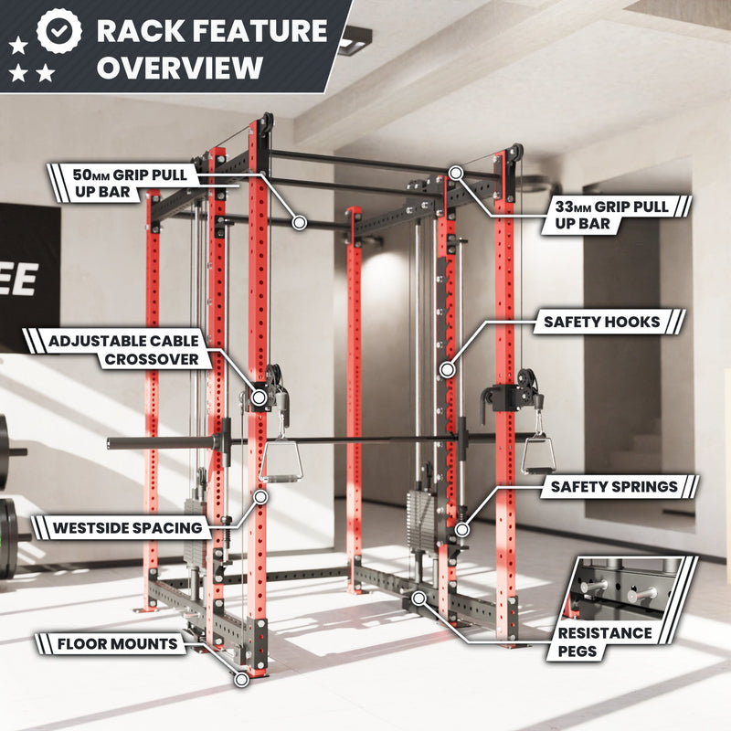 Synergee 2300 Series Power Cage with Synchronized Loaded Cable Cross Overs and Smith Machine