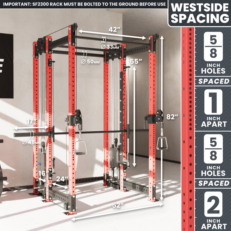 Synergee 2300 Series Power Cage with Synchronized Loaded Cable Cross Overs and Smith Machine