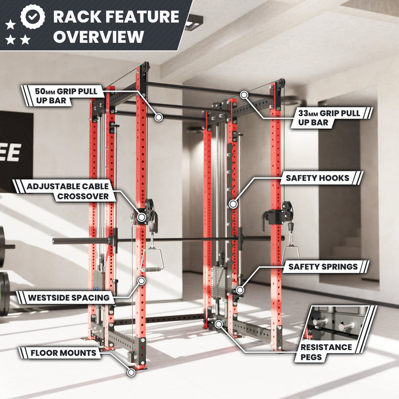 Synergee 2300 Series Power Cage with Synchronized Loaded Cable Cross Overs and Smith Machine
