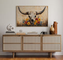 Longhorn Skull with Wildflowers