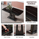 A modern, minimalist, and luxurious table. A black imitation marble tabletop with MDF U-shaped legs. Dining table, computer table. For restaurants and living rooms 63" x 35.4"x 30" F-U