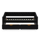 Upholstered Tufted Daybed With 2 Drawers, Waved Arms by HouseOfZazla