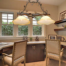 GobekUsa Rustic Scalloped Opal Glass Island Pendant - 2 Light Bedroom Lamp in Beige
