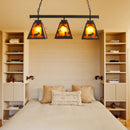 GobekUsa Rustic Trapezoid Metal Pendant Light - 3 Lights - Ideal for Dining Room & Island Lighting