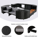 Spa Surround Spa Frame Quadrilateral Outdoor Rattan Sectional Sofa Set With Mini Sofa, Wooden Seats And Storage Spaces by HouseOfZazla