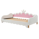 Extending Daybed With LED Lights, Modern Upholstered Princess Daybed With Crown Headboard by HouseOfZazla