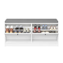 Shoe Storage Bench With Cushion, Entryway Organizer Cabinet For Hallway - White by HouseOfZazla