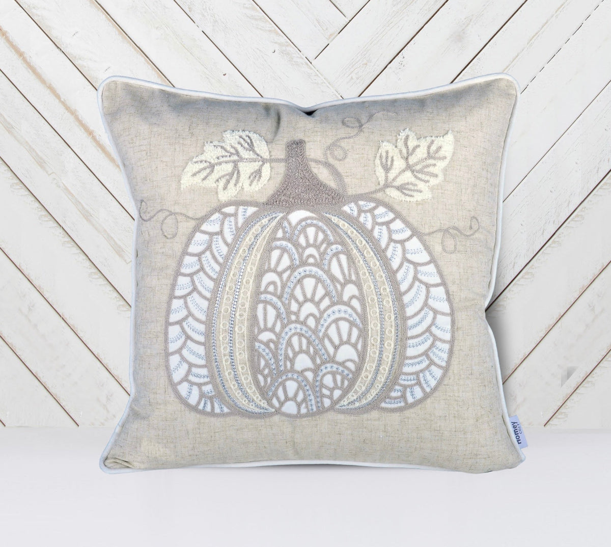 Lace Embroidered Pumpkin Throw Pillow – Set of 2, photo 3 of 5