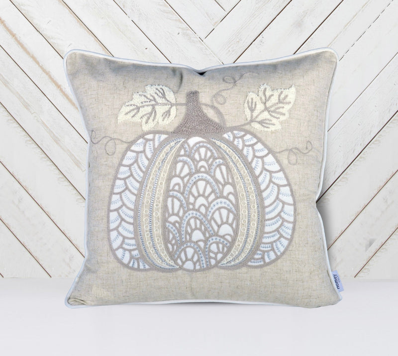 Lace Embroidered Pumpkin Throw Pillow – Set of 2, photo 3 of 5
