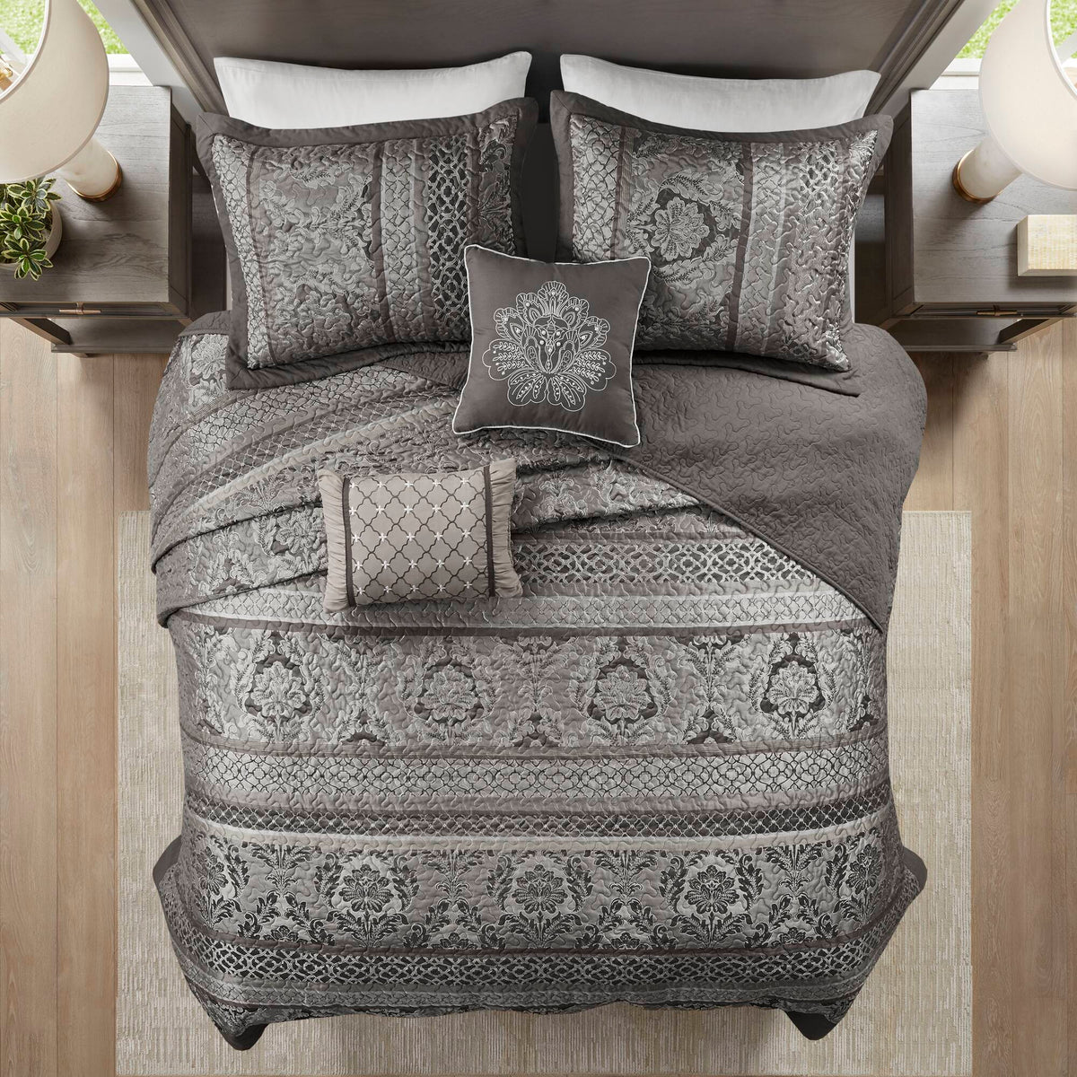 5-Piece Queen 5 Piece Reversible Jacquard Bedspread Set, photo 4 of 10