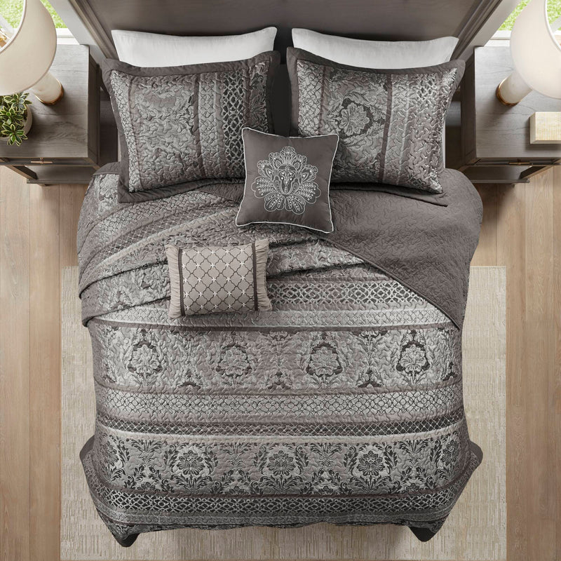 5-Piece Queen 5 Piece Reversible Jacquard Bedspread Set, photo 4 of 10