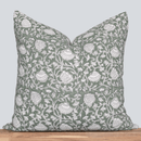 Sabine Floral Block Printed Pillow Cover | Green