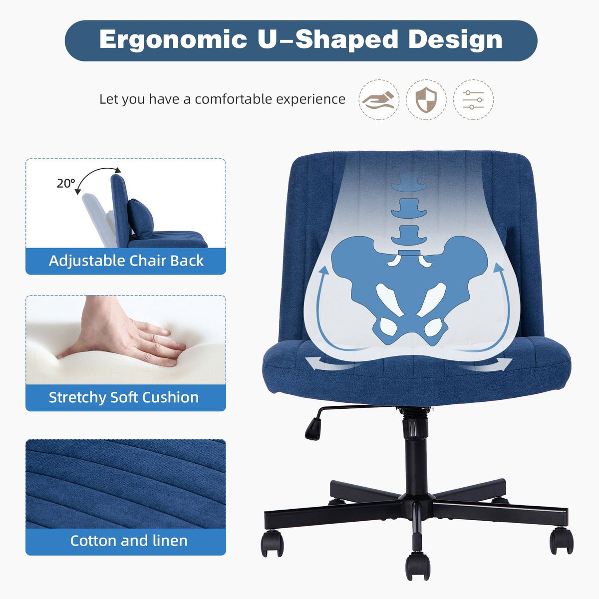 Criss Cross Office Chair With Adjustable Height, Ergonomic Design, photo 12 of 35