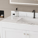43" Bathroom Vanity With Artificial Marble Carrara Top Set, Multi Functional Cabinet With Doors And Drawer - White by HouseOfZazla