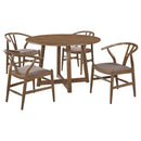 Guinea - 5 Piece Dining Set With Round Table And Upholstered Chairs - Walnut by HouseOfZazla