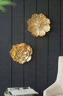 Rose Hanging Resin Wall Accents (Set of 2) - Gold by HouseOfZazla