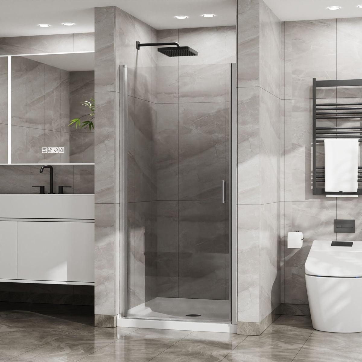 Pivot Shower Door, Tempered Glass, Semi Frameless, photo 3 of 16