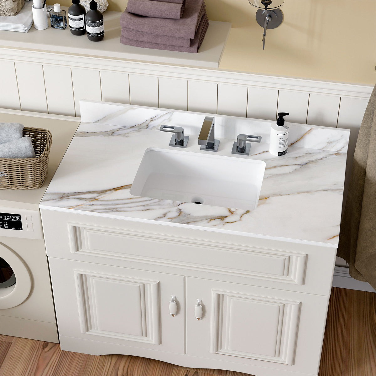 Vanity Top With Undermount Sink And Backsplash, Sintered Stone, photo 12 of 40