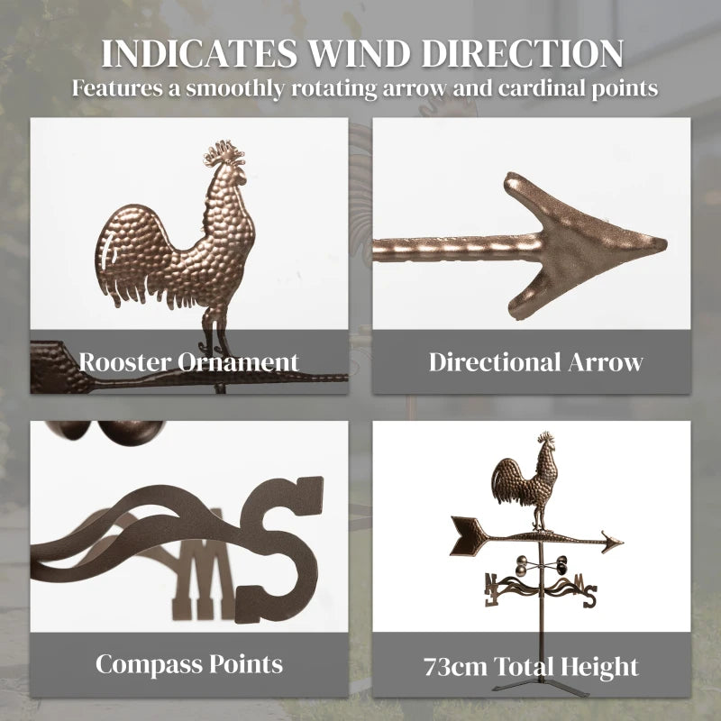 Roof Mount Wind Direction Indicator - Classic Rooster Weathervane, photo 8 of 9