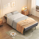 Twin Adjustable Headboard Folding Bed With Memory Foam Mattress, Heavy-Duty Frame Cot For Tall People, Portable Guest On Wheels - Black