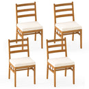 Outdoor Wooden Dining Chair Set of 4 with Padded Seat Cushions-White by LJGDeals