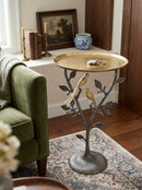 16x16x24" Metal Dual Bird Side Table with Round Tray