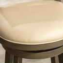 30" Bar Height X-Back Swivel Stool, Weathered Gray Finish, French Gray Leather Seat