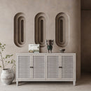 Accent Cabinet 4 Shutter Door Wooden Cabinet Sideboard Buffet Server Cabinet Storage Cabinet, for Living Room, Entryway, Hallway, Office, Kitchen and Dining Room, Natural Wood Wash