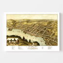 Vintage Map of Hallowell, Maine 1878