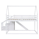 Twin Over Twin House Loft Or Bunk Bed With Slide And Staircase by HouseOfZazla