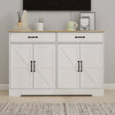 47.95" Farmhouse Buffet Cabinet Storage Sideboard with 2 Drawers and 4 Doors for Dining Living Room Kitchen Cupboard-White