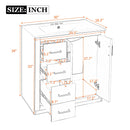 Ceramic Sink Combo, Freestanding Vanity Set With 3 Drawers & Soft Closing Doors