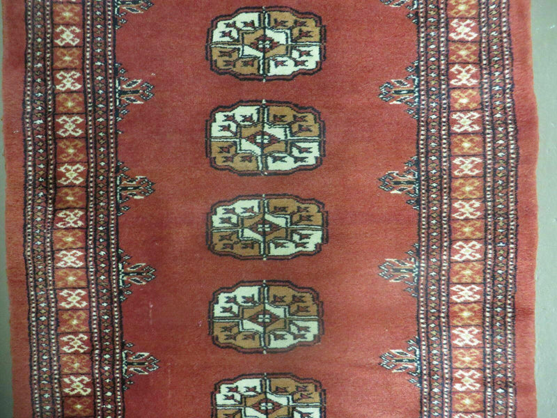2' 8" X 10' Vintage Handmade Bokhara Turkoman Pakistani Wool Runner Rug Nice