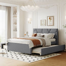Upholstered Platform Bed With Brick Pattern Headboard And Twin Long Size Trundle by Unique Piece Furniture