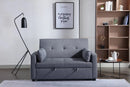 2 Seaters Slepper Sofa Bed.Dark Grey Linen Fabric 3-in-1 Convertible Sleeper Loveseat with Side Pocket.