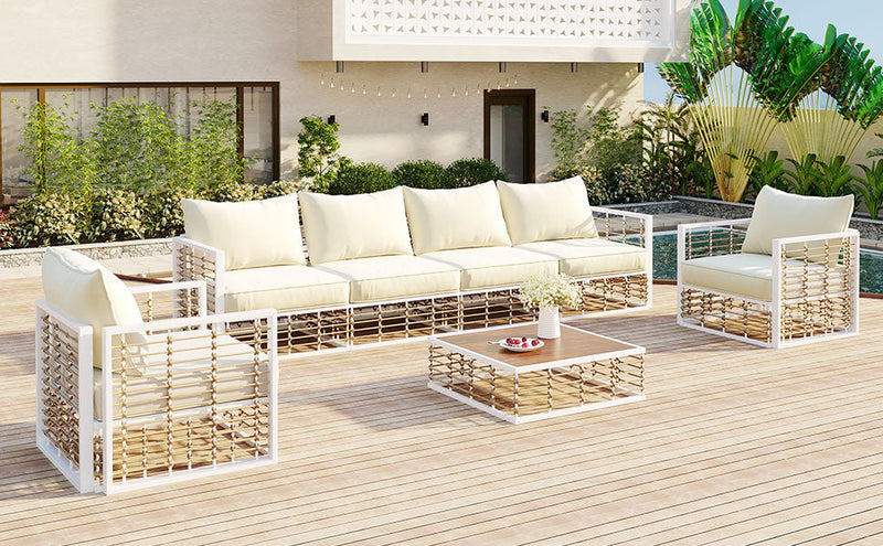 TOPMAX Modern Minimalist 7-Piece Metal Patio Sectional Sofa Set, photo 3 of 10