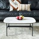 Modern Rectangular Rock Plate Coffee Table Open Space Design Golden Metal Frame Minimalist Living Room Center Table For Lounge Office - Black White by Unique Piece Furniture