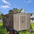 8Ft x 10Ft Outdoor Metal Storage Shed With Metal Floor Base, With Window - Gray by HouseOfZazla