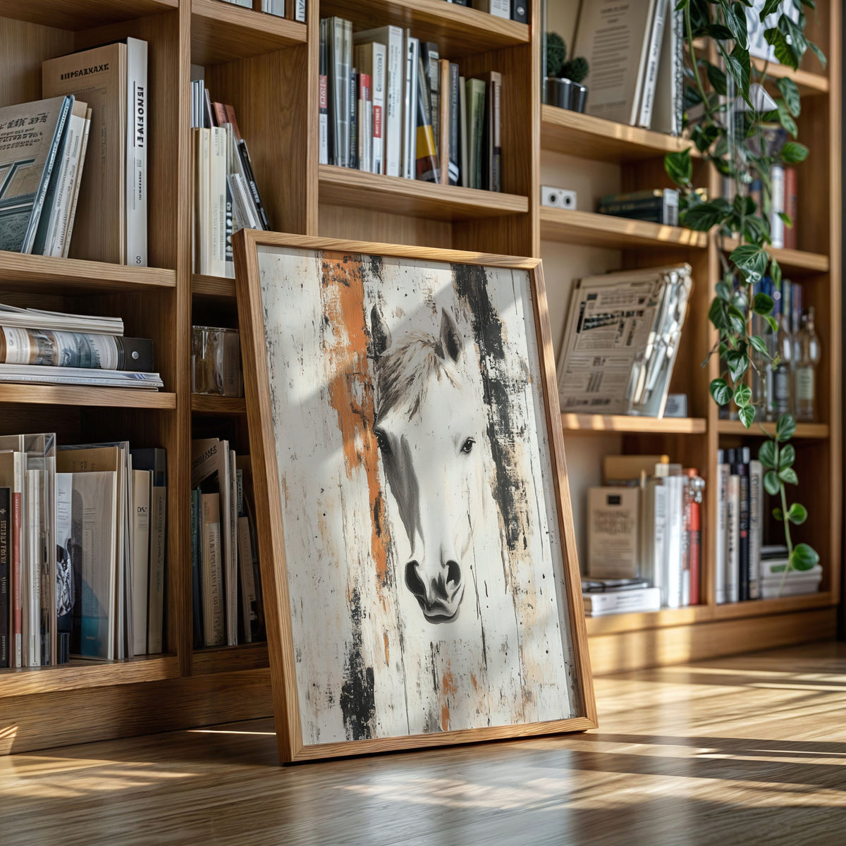 White Horse Against Rustic Planks, photo 3 of 19