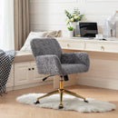 Office Chair, Artificial Rabbit Hair Home Office Chair With Metal Base, Adjustable Desk Chair Swivel Office Chair, Vanity Chair by HouseOfZazla