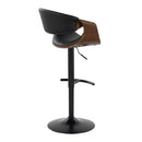 Symphony - Mid-Century Modern Adjustable Barstool With Swivel With Rounded T Footrest (Set of 2) - Black / Walnut / Black by HouseOfZazla