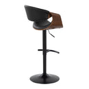 Symphony - Mid-Century Modern Adjustable Barstool With Swivel With Rounded T Footrest (Set of 2) - Black / Walnut / Black by HouseOfZazla