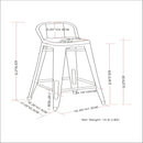 Curved Back Metal Stools Industrial Style Set of 2