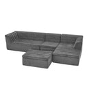 U-Shaped Modular Sectional Sofa With Chaise And Movable Ottoman With Wave-Shaped Armrest by Unique Piece Furniture