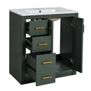 Ceramic Sink Combo, Freestanding Vanity Set With 3 Drawers & Soft Closing Doors by HouseOfZazla