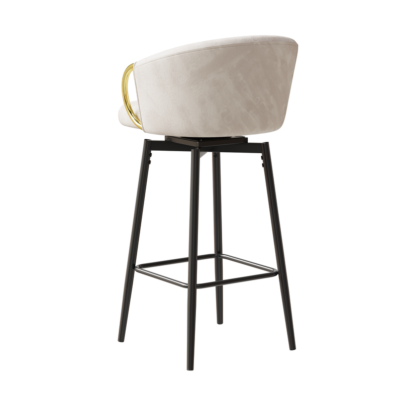 30 inch Dining Chairs Set of 4 Modern style 360°Swivel Bar Chairs with simple design, comfortable high stools, and flexible dining chairs suitable for bars, restaurants,Velvet Bar Chair Beige