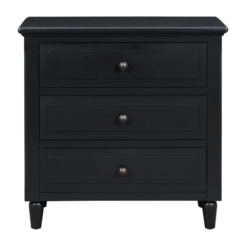 3-Drawer Nightstand Storage Wood Cabinet