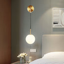 GobekUsa Opal Glass Spherical Wall Lamp: Simplistic 1-Bulb Light Fixture for Bedroom