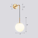 GobekUsa Opal Glass Spherical Wall Lamp: Simplistic 1-Bulb Light Fixture for Bedroom