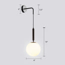 GobekUsa Opal Glass Spherical Wall Lamp: Simplistic 1-Bulb Light Fixture for Bedroom